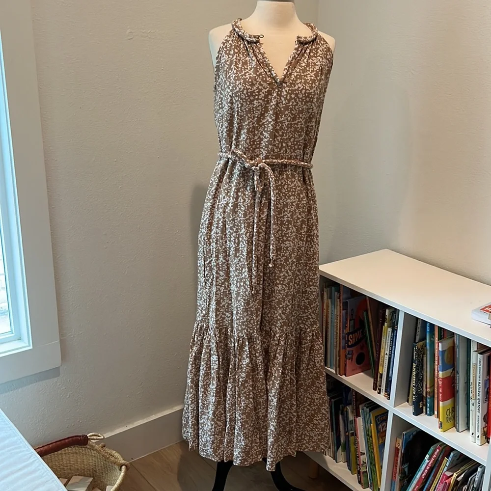 Like-new Mirth Caftans Corsica Halter Maxi Dress in Desert Sand